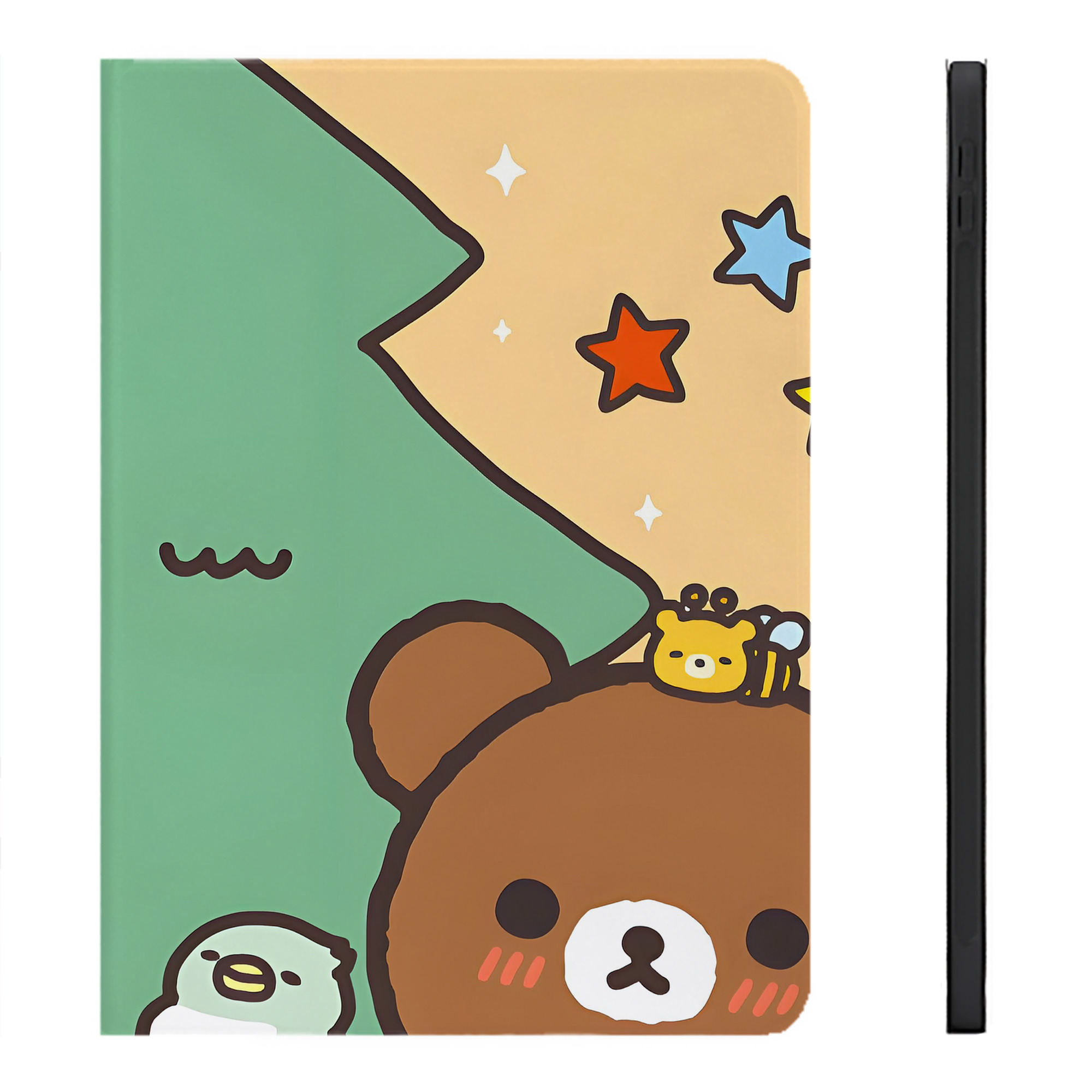 （画像用） リラックマ リラックマ キイロイトリ Rilakkuma Korilakkuma Kiiroitori IPadケース ペンホルダー付き ブックスタイルデザイン